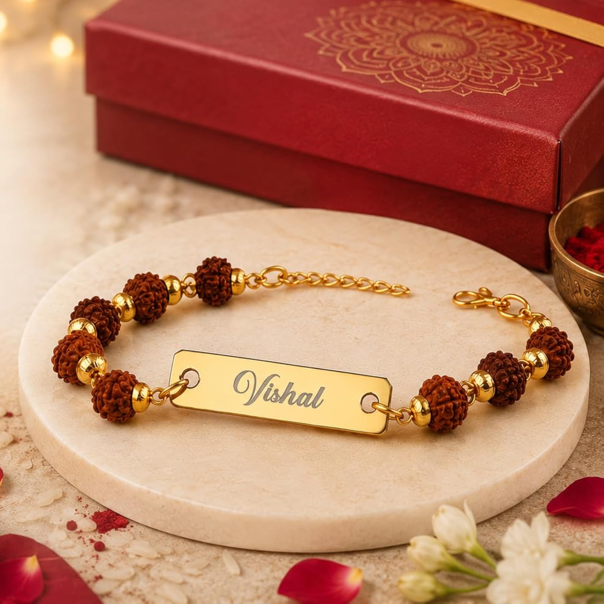 Personalized Rakhi with Name Bracelet for Brother, Trendy Design